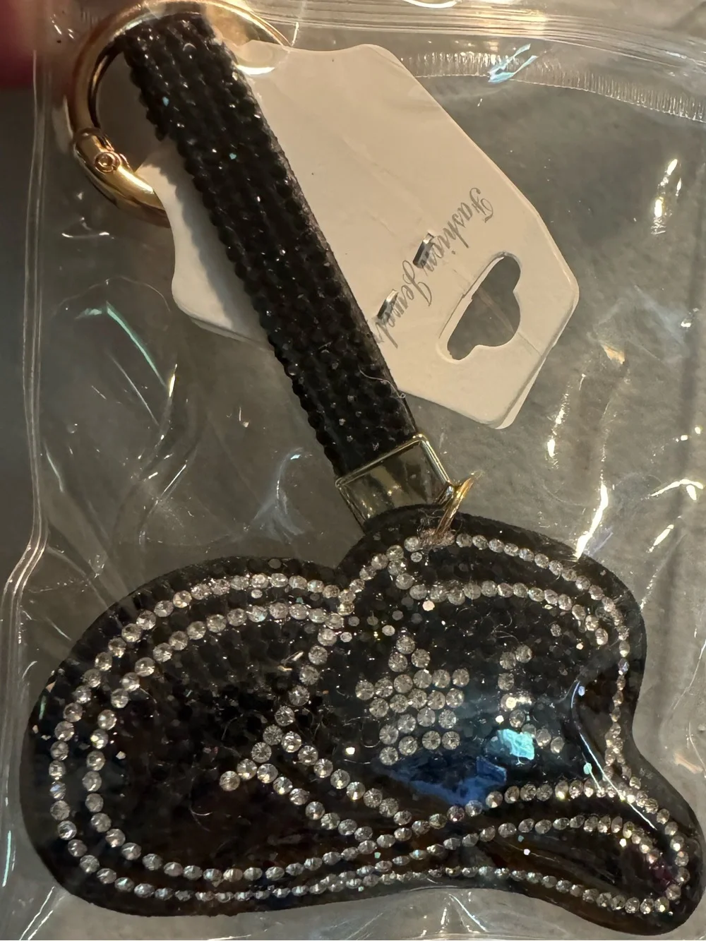 Sparkling Black Cowboy Hat Keychain or Bag Charm - Picture 3 of 3